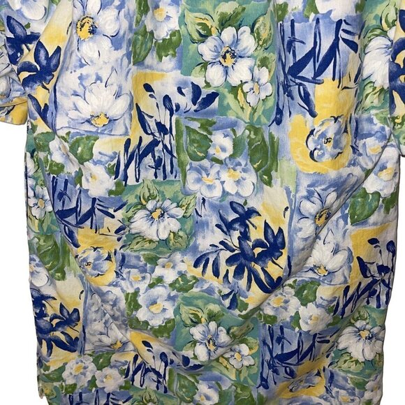 Models Coat Womens Lounge Dress Size 16 Floral Pure Cotton Snap Front Blue Green - Picture 11 of 13